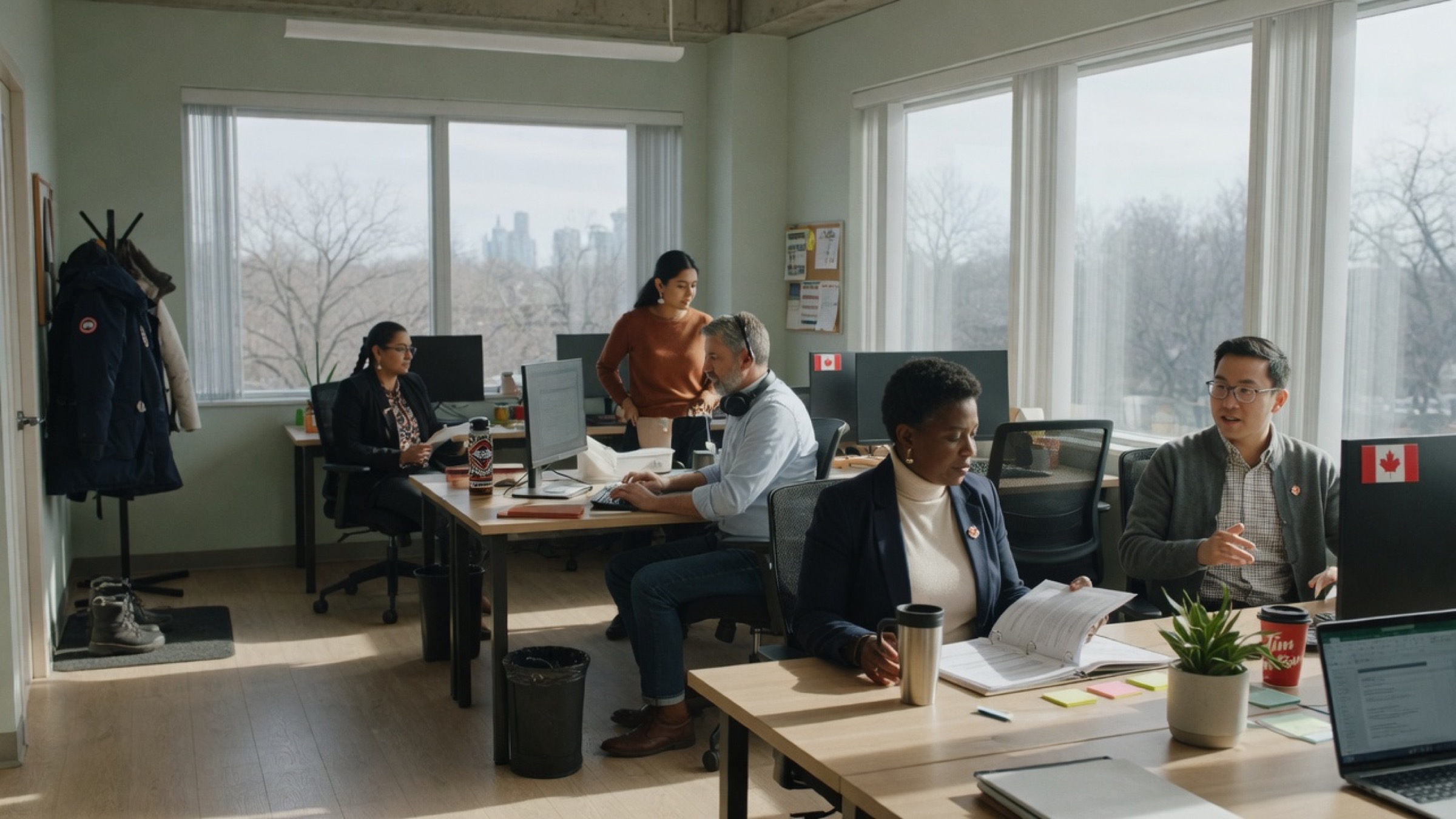 Canadian professionals in a modern office