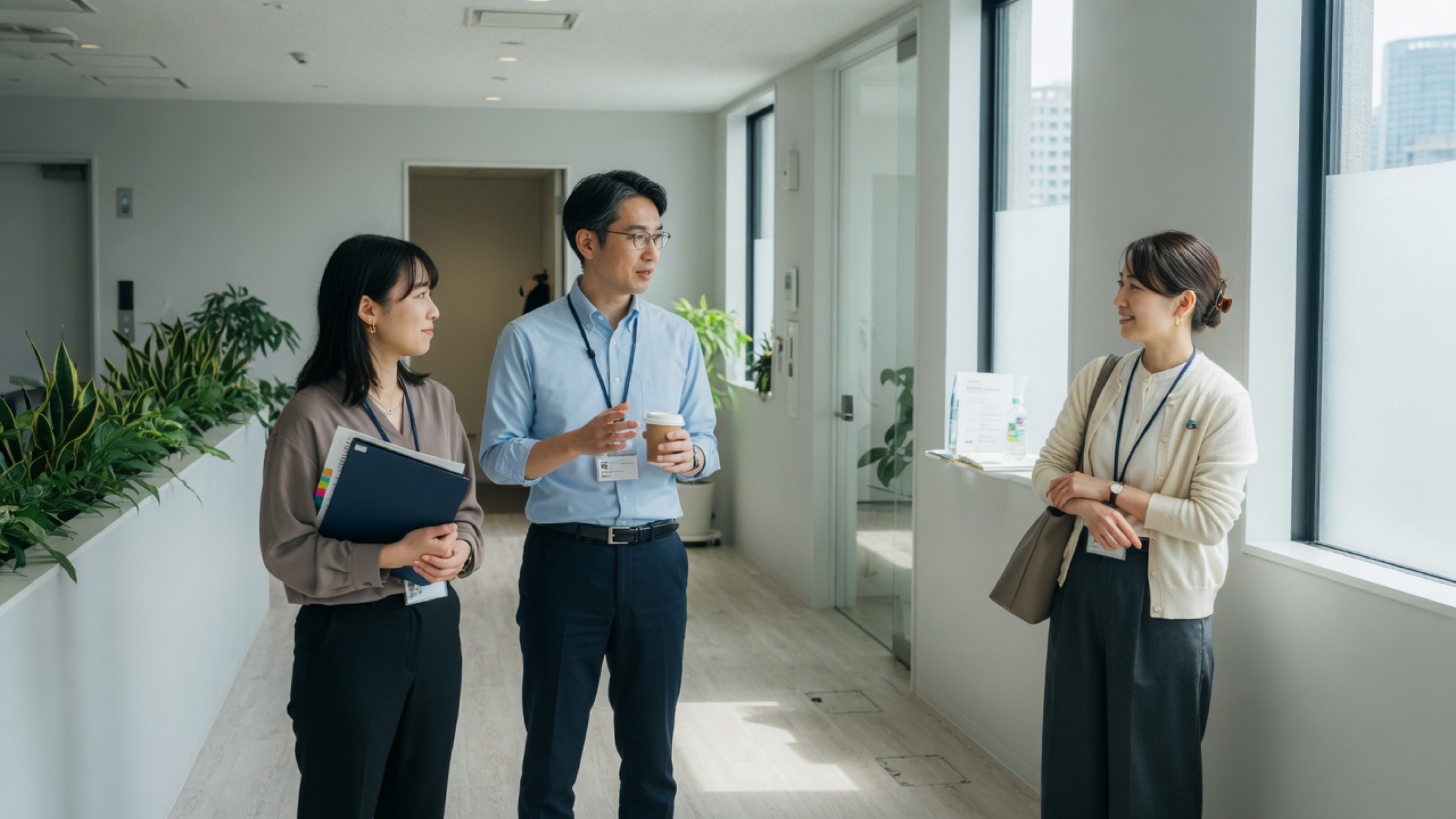 Japanese professionals in a calm modern office
