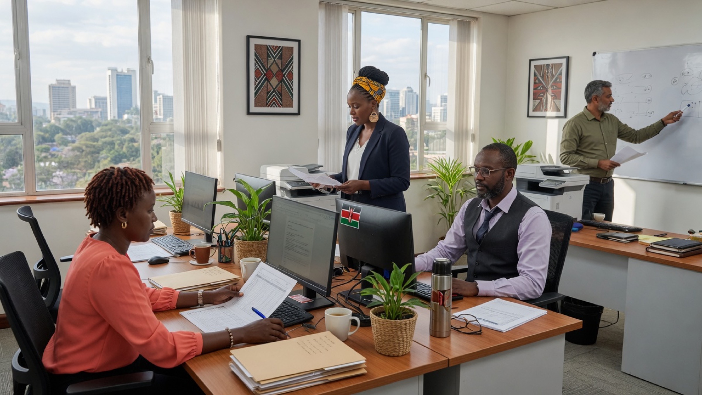 Kenyan professionals in a modern office