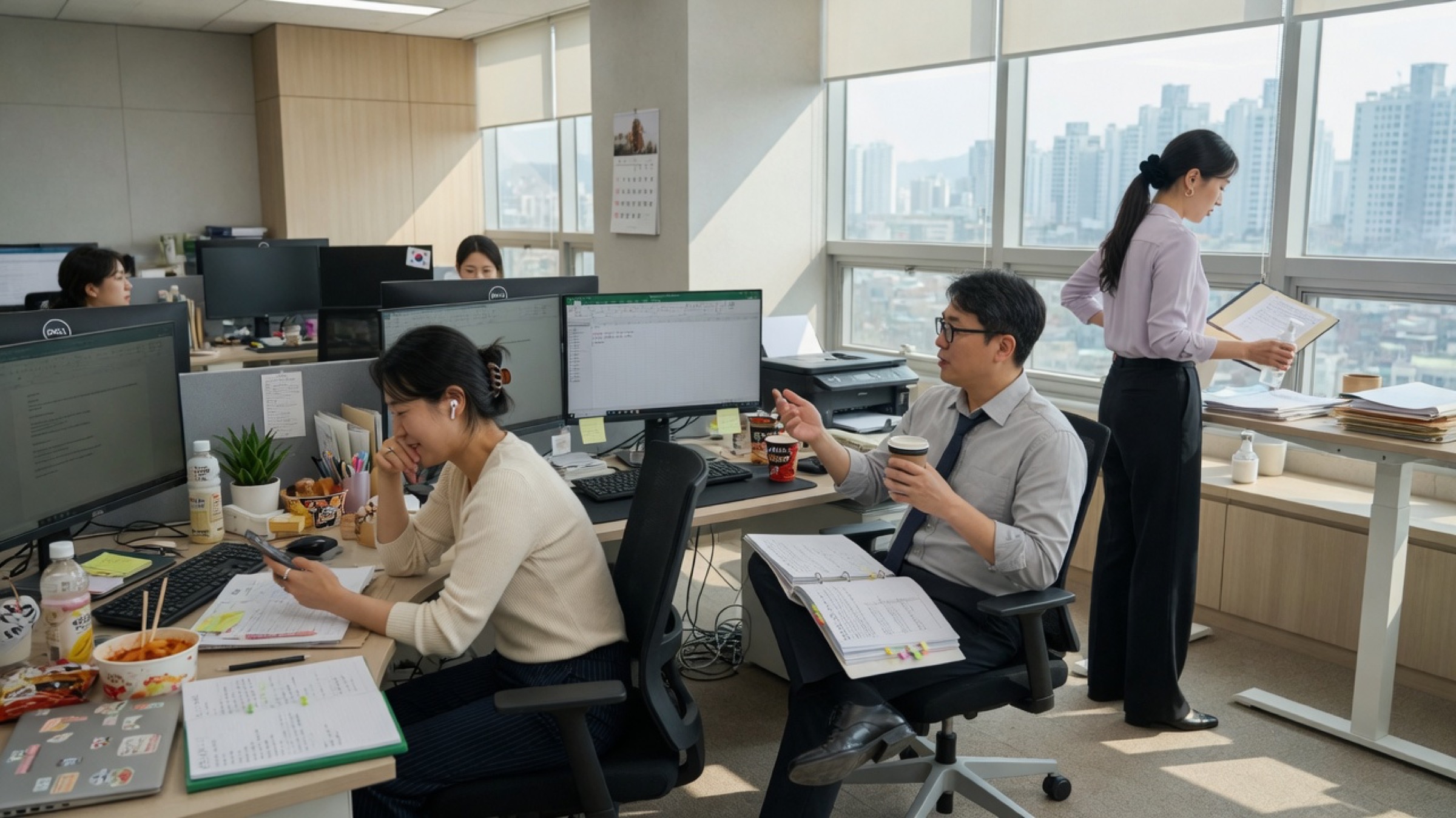 Korean professionals in a modern office