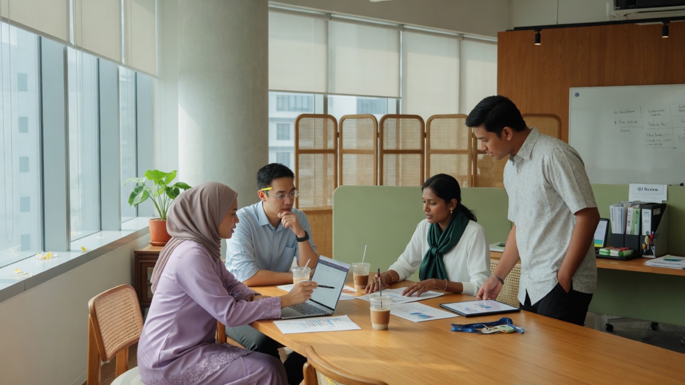 Malaysian professionals collaborating in an office