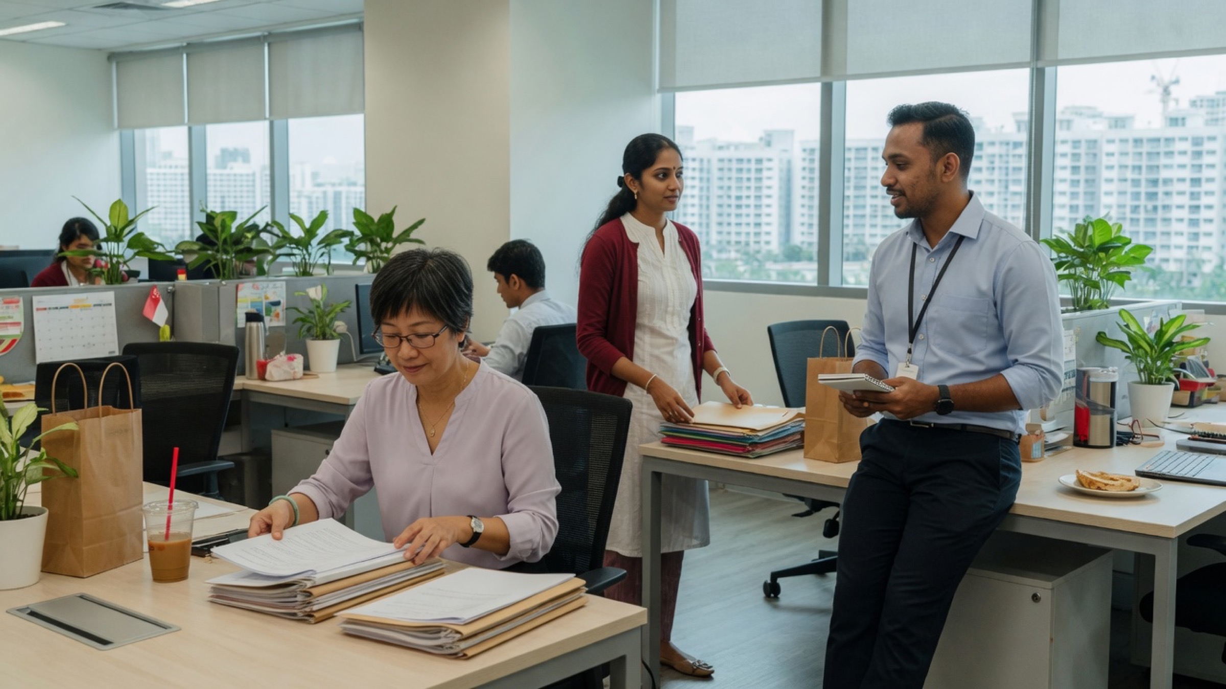 Singapore professionals in a contemporary workplace